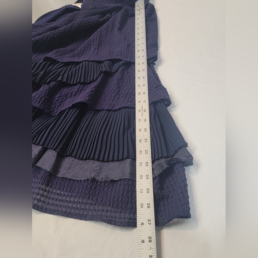 Anthropology Ric Rac Crepe Cascade Ruffle Dress Size Large - Picture 9 of 10